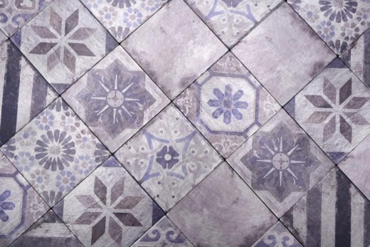 Tappeto a mosaico autoadesivo in alluminio effetto retrò multicolore viola grigio Africa - MOS200-U05