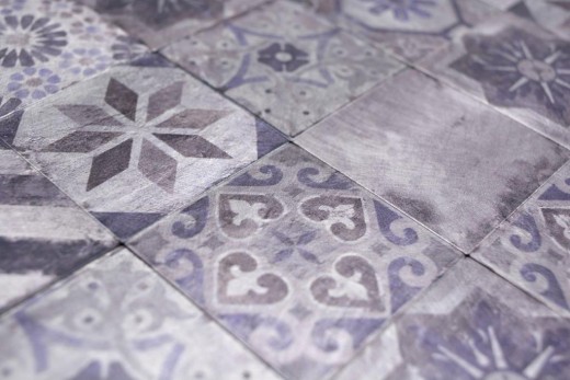 Tappeto a mosaico autoadesivo in alluminio effetto retrò multicolore viola grigio Africa - MOS200-U05