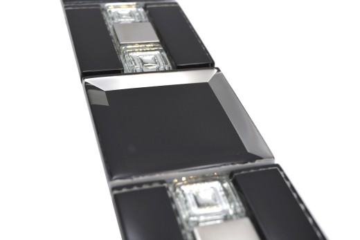 Mosaico bordo in vetro nero argento moderno - MOS88-S89_f