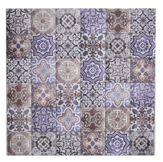 Campione a mano di mosaico autoadesivo in alluminio effetto retrò multicolore viola crema marrone ornamento africano - MOS200-U03_m