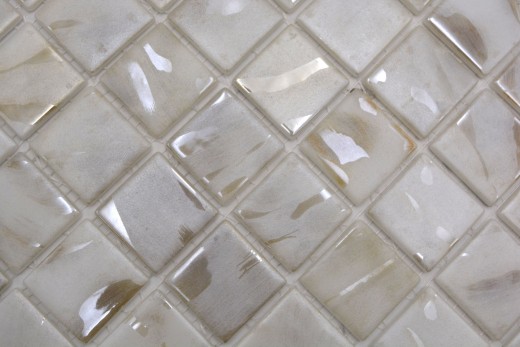 Mosaico di piscina dipinto a mano mosaico di vetro avorio crema beige shimmer iridescente parete pavimento cucina bagno doccia - MOS220-71380U_m