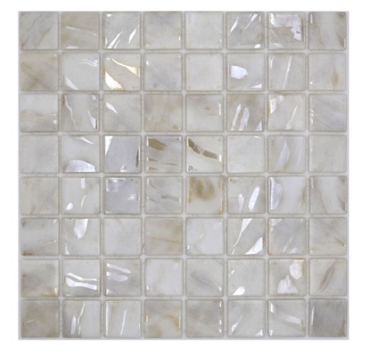 Mosaico di piscina dipinto a mano mosaico di vetro avorio crema beige shimmer iridescente parete pavimento cucina bagno doccia - MOS220-71380U_m