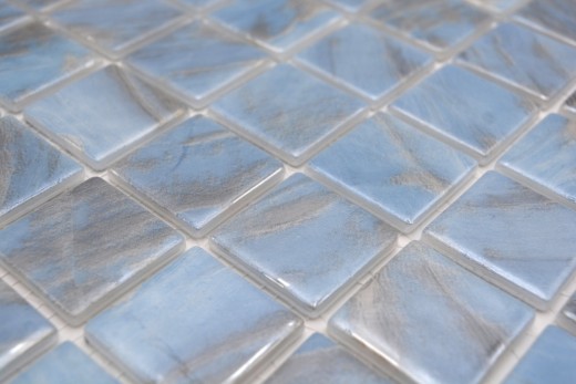 Mosaico di piscina dipinto a mano mosaico di vetro mosaico marmorizzato shimmer grigio crema argento parete pavimento cucina bagno doccia - MOS220-71382U_m