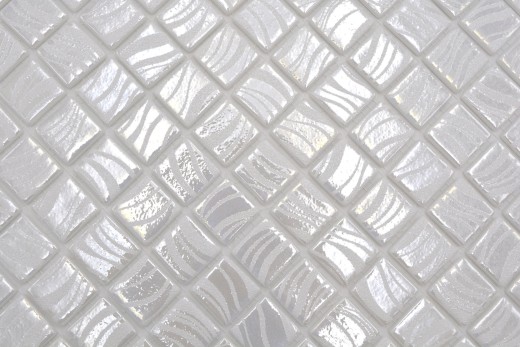 Campione a mano piastrelle mosaico piscina mosaico piscina mosaico bianco crema argento lucido metallico parete doccia SPAGNA - MOS220-78252U_m
