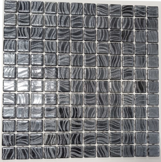 Handmuster piastrella di mosaico mosaico piscina mosaico piscina nero grafite argento parete doccia SPAGNA - MOS220-78253U_m
