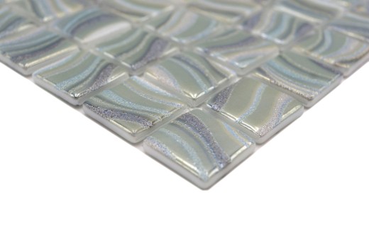 Campione a mano di piastrelle di mosaico piscina mosaico piscina mosaico verde chiaro bluastro metallico parete doccia SPAGNA - MOS220-78256U_m