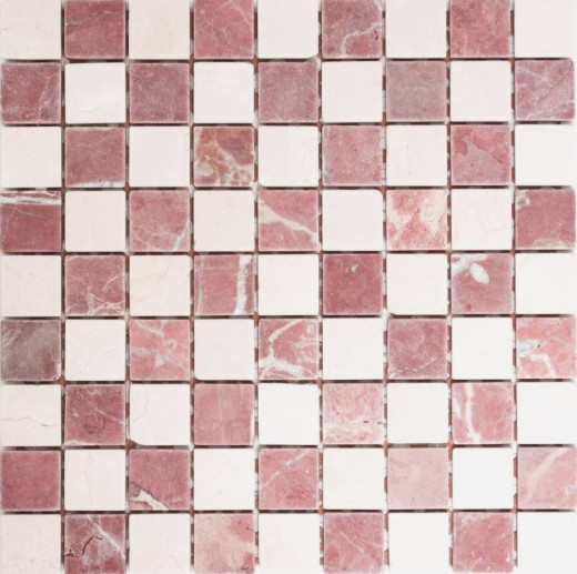 Piastrella di marmo a mosaico in pietra naturale crema beige rosso casuale schermo doccia - MOS42-1004