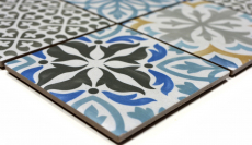 Retro vintage mosaico backsplash cucina backsplash ceramica crema blu arancio grigio opaco MOS22B-1406_f | 10 mosaico tappetini
