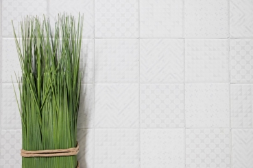 Mosaico retro vintage dipinto a mano in ceramica bianca Geo White MOS22B-1401_m