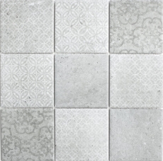 Retro vintage mosaico muro ceramica cemento look grigio mix piastrelle backsplash cucina - MOS22-CELLO