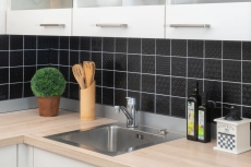 Retro vintage mosaico piastrelle muro ceramica nero struttura parete bagno cucina WC rivestimento - MOS22B-1403
