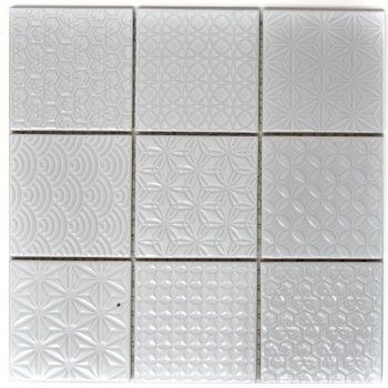 Retro vintage mosaico muro ceramica bianco struttura piastrelle specchio bagno piastrelle muro - MOS22B-0104