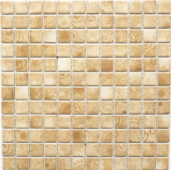Piastrella di mosaico dipinta a mano mosaico ceramico retro vintage beige marrone alzatina cucina MOS18D-1412_m