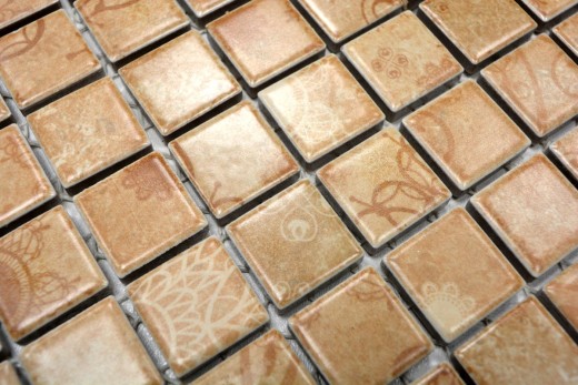 Mosaico ceramico retro vintage beige marrone piastrelle mosaico cucina splashback MOS18D-1412