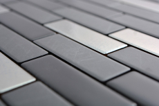 Mosaico composito in ceramica nero argento cromo aste backsplash MOS26-0317_f | 10 tappetini a mosaico