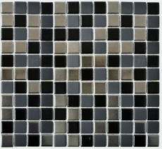 Campione a mano di piastrelle a mosaico in ceramica nero argento antracite cromo per lalzatina della cucina MOS18-0317_m