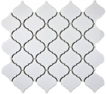 Mosaico vintage dipinto a mano in ceramica fiorentina bianca lucida MOS13-1WG_m