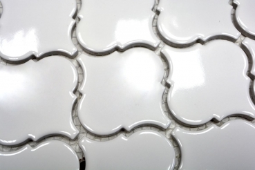 Mosaico vintage dipinto a mano in ceramica fiorentina bianca lucida MOS13-1WG_m