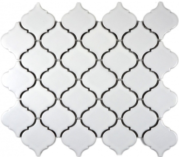 Mosaico vintage dipinto a mano in ceramica fiorentina bianco opaco MOS13-11WM_m