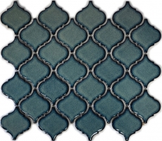 Piastrella di mosaico vintage fiorentina in ceramica blu maculata lucida da parete bagno cucina WC - MOS13-0408