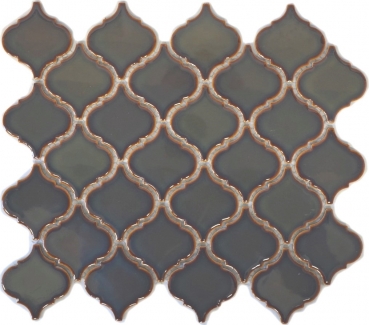 Mosaico vintage dipinto a mano in ceramica fiorentina verde antico lucido MOS13-0508_m