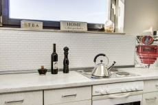 Mini Metro Subway mosaico sfaccettato BIANCO piastrelle di ceramica backsplash cucina MOS26-0102