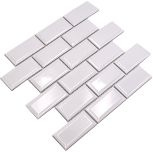 Metro Subway piastrelle WHITE facet mosaico piastrelle in ceramica backsplash parete cucina MOS26M-0101
