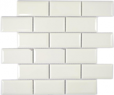 Metro Subway mosaico piastrelle ceramica avorio backsplash cucina MOS26-1902_f | 10 tappetini mosaico