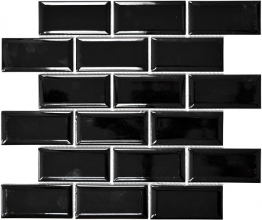 Campione a mano Metro Subway mosaico piastrelle ceramica backsplash cucina nero MOS26M-0303_m