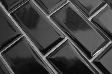 Campione a mano Metro Subway mosaico piastrelle ceramica backsplash cucina nero MOS26M-0303_m
