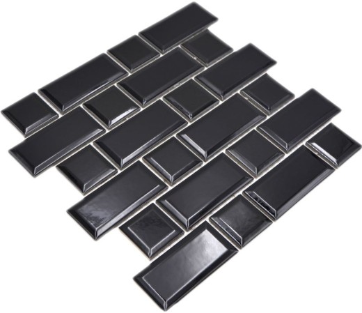 Metro Subway Tiles Black Facet Mosaic Tile Ceramic Tile Backsplash Cucina MOS26WM-0301