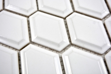 Modello di mosaico a mano piastrelle in ceramica diamante metro bianco lucido backsplash cucina MOS13MD-0101_m