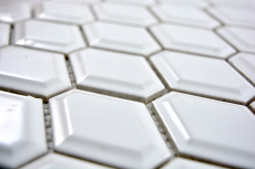 Modello di mosaico a mano piastrelle in ceramica diamante metro bianco lucido backsplash cucina MOS13MD-0101_m