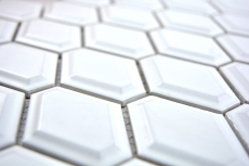 Piastrella a mosaico decorata a mano in ceramica diamante metro bianco opaco backsplash cucina MOS13MD-0111_m