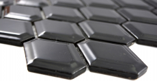 Piastrella a mosaico decorata a mano in ceramica diamante metro nero lucido backsplash cucina MOS13MD-0301_m