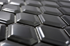 Piastrella a mosaico decorata a mano in ceramica diamante metro nero lucido backsplash cucina MOS13MD-0301_m