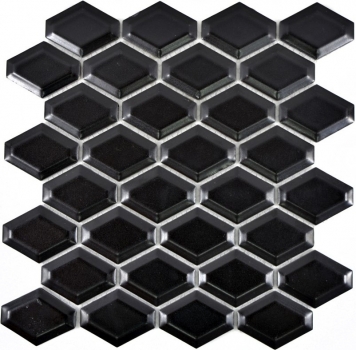 Piastrella a mosaico decorata a mano in ceramica diamante metro nero opaco backsplash cucina MOS13MD-0311_m