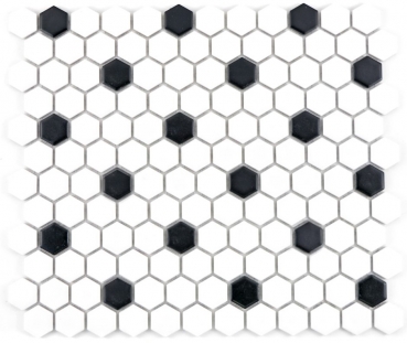 Mosaico dipinto a mano in ceramica esagono nero bianco opaco piastrelle backsplash cucina MOS11A-0301_m