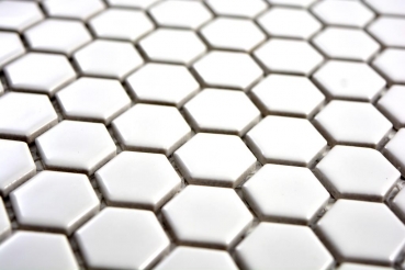 Modello a mano mosaico piastrelle ceramica esagono bianco lucido piastrelle backsplash cucina MOS11A-0102_m