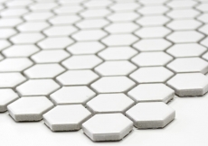 Piastrella di mosaico esagonale in ceramica mini bianco opaco parete doccia piastrella parete bagno piastrella cucina - MOS11A-0111