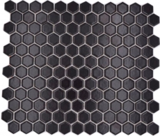 Piastrella di mosaico esagonale in ceramica mini nero opaco piastrella doccia alzatina piastrella muro piastrella bagno - MOS11A-0311