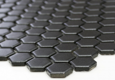 Piastrella di mosaico esagonale in ceramica mini nero opaco piastrella doccia alzatina piastrella muro piastrella bagno - MOS11A-0311