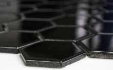 Piastrelle di mosaico ceramica esagono nero lucido backsplash cucina muro MOS11B-0302_f | 10 mosaico tappetini
