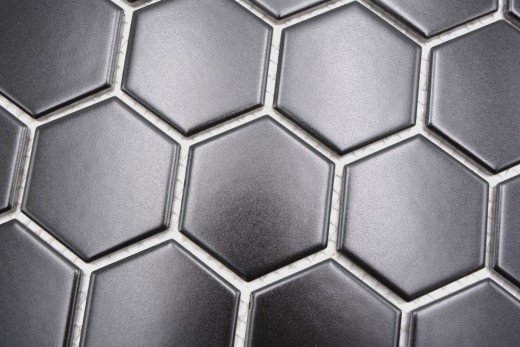 Piastrella di mosaico esagonale ceramica nera opaca doccia splashback piastrella backsplash cucina splashback parete bagno - MOS11B-0311