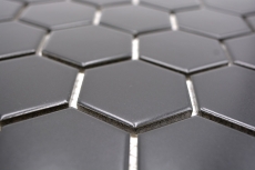 Piastrella di mosaico esagonale ceramica nera opaca doccia splashback piastrella backsplash cucina splashback parete bagno - MOS11B-0311