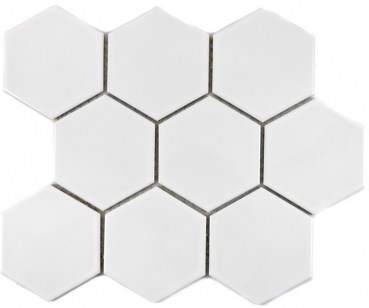 Modello a mano mosaico piastrella ceramica esagono bianco lucido cucina piastrella WC bagno piastrella MOS11F-0101_m