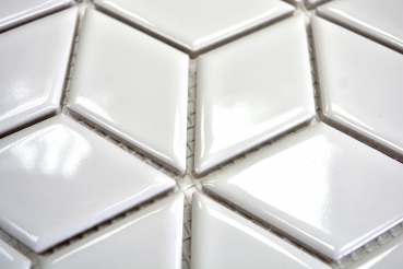 Mosaico a cubo in ceramica 3D bianco lucido piastrella da parete piastrella da bagno piastrella da cucina - MOS13OV-0101