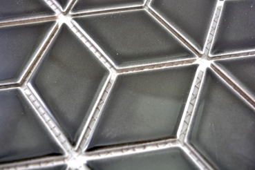 Piastrella di mosaico dipinta a mano in ceramica nera 3D cubo nero lucido backsplash MOS13OV-0301_m