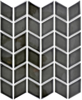 Piastrella a mosaico decorata a mano in ceramica bianca diamantata nera lucida a onda per cucina MOS13DS-0302_m