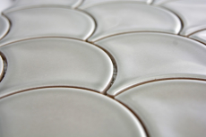 Piastrella di mosaico dipinta a mano in ceramica grigio ventaglio pietra grigio lucido MOS13-FS02_m